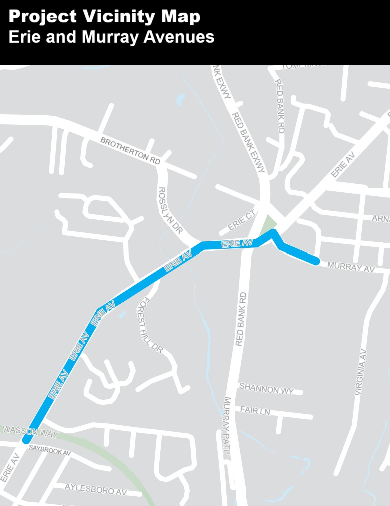 A map of the project area including Erie and Murray Aves